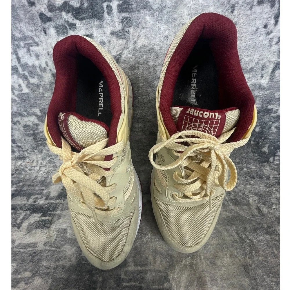 Saucony Men 10 Grid SD Sneakers Cream Burgundy Retro Athleisure‎  Streetwear